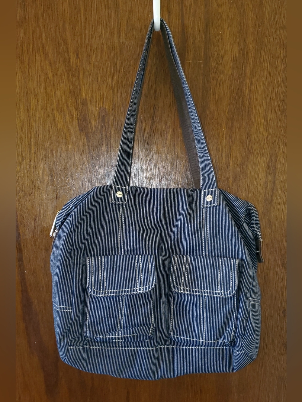 THIRTY ONE Bag Casual Cargo Railroad Stripe 10TH ANNIVERSARY Purse Tote